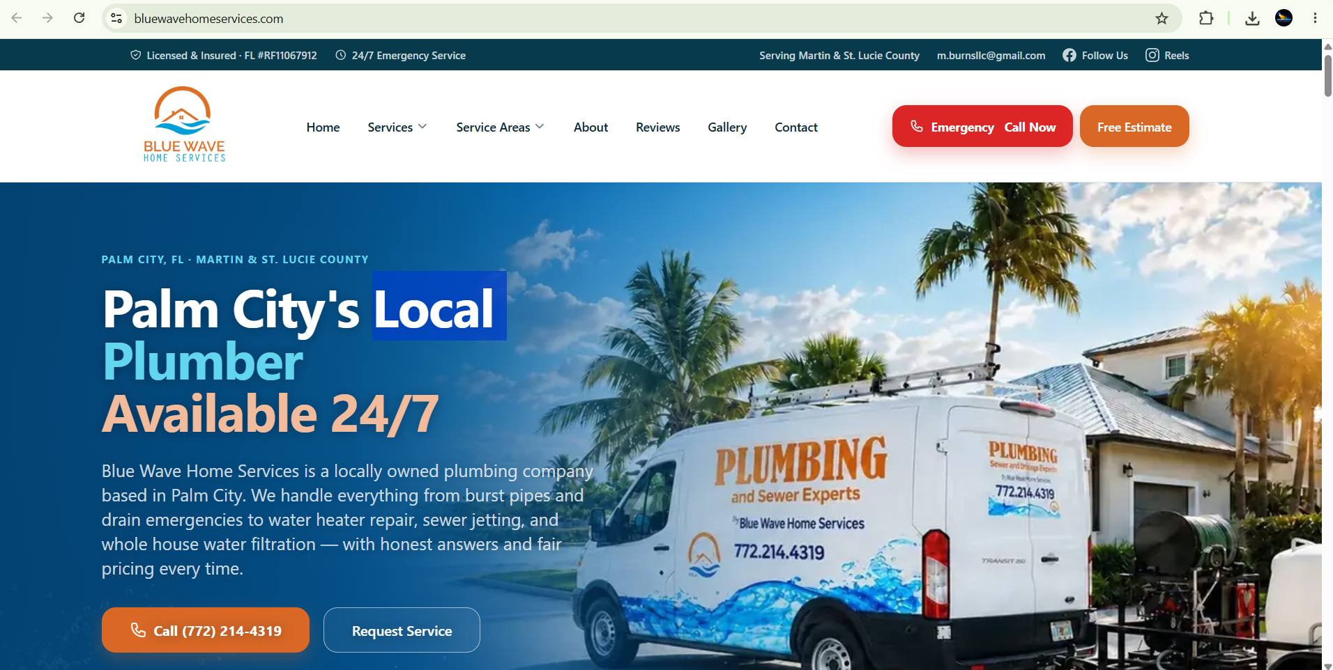 Blue Wave Home Services website