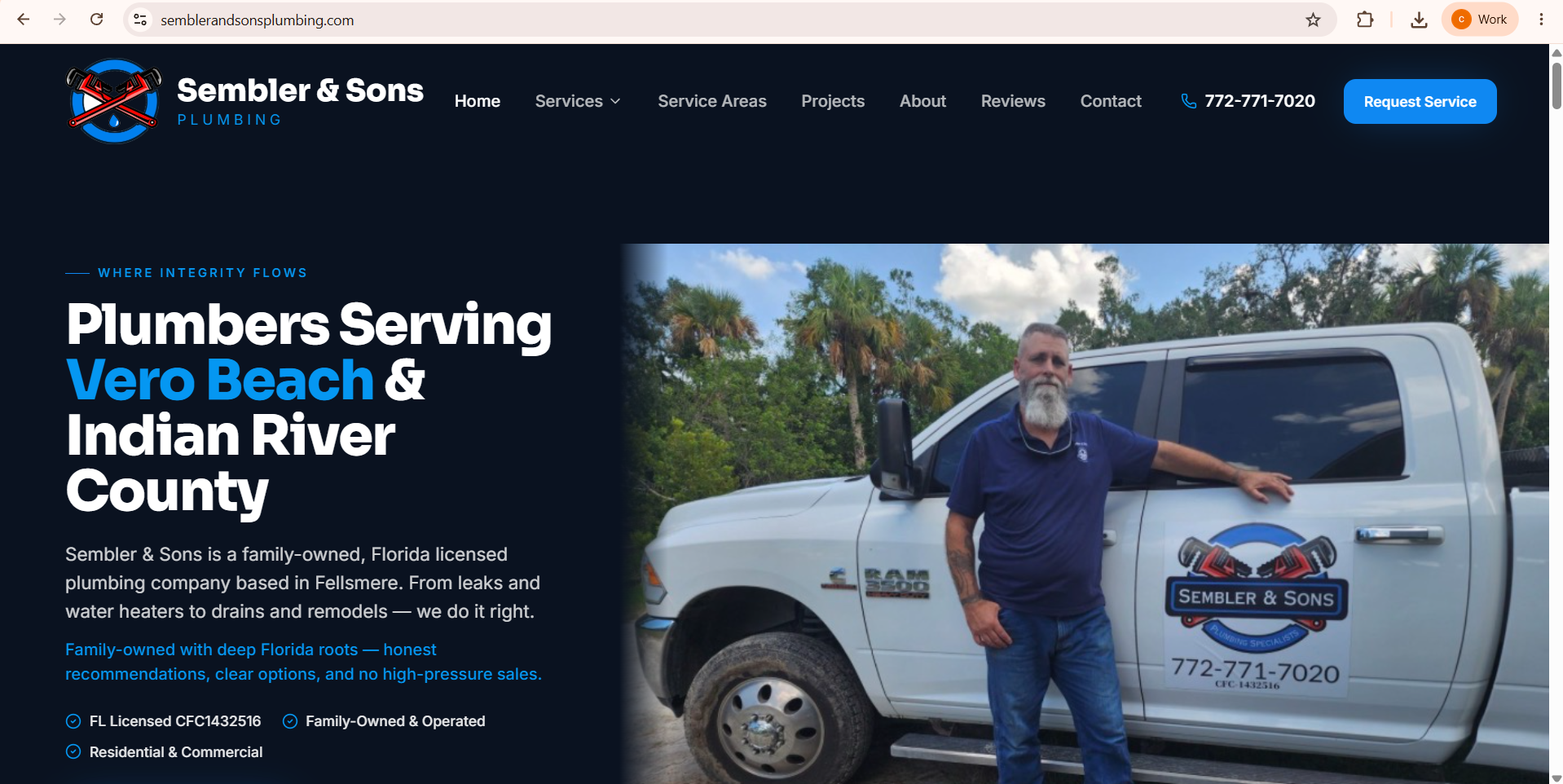 Sembler & Sons Plumbing website